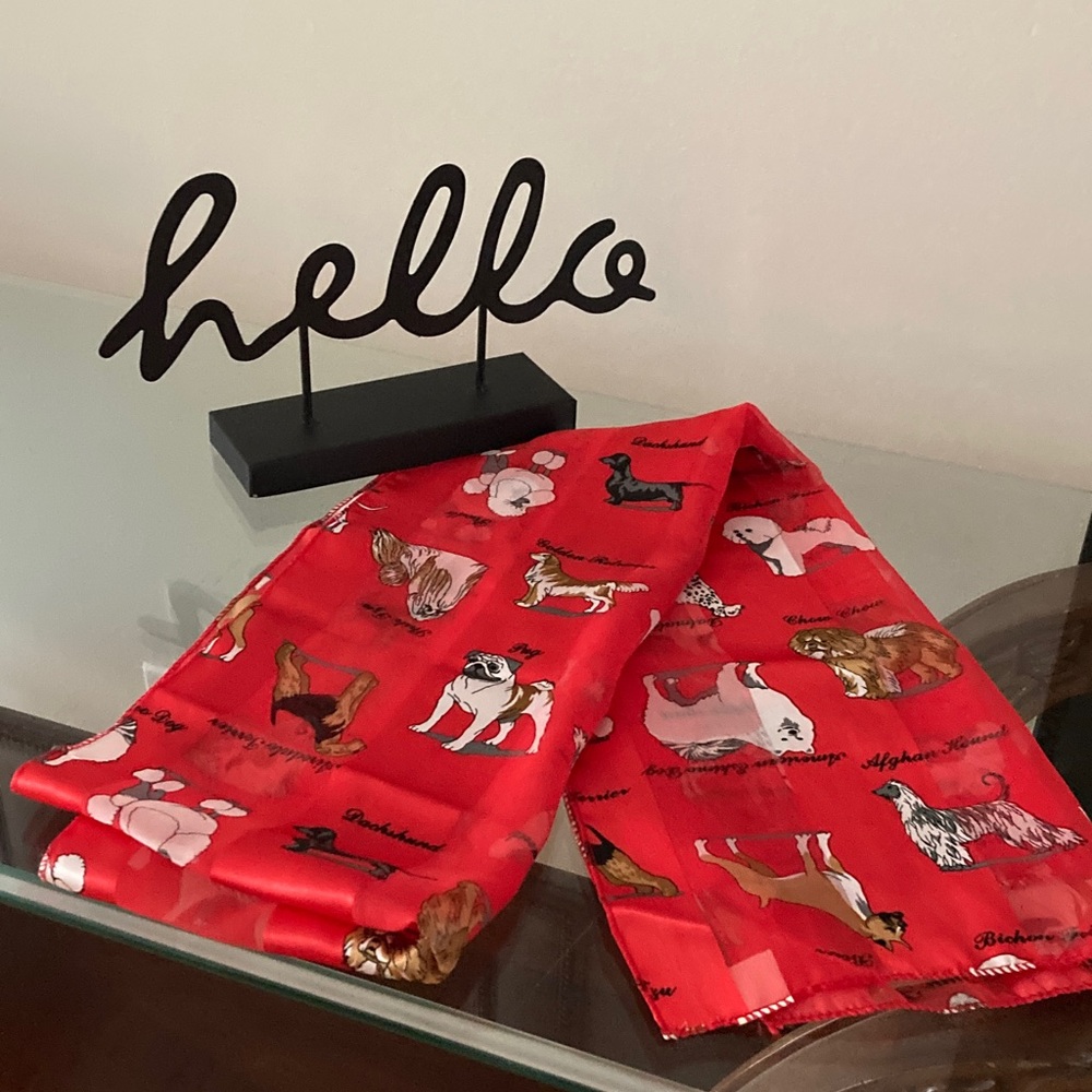 Red Pooch Print Scarf